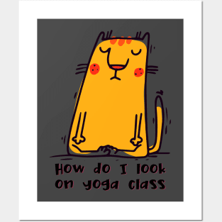 How do I look on yoga class funny yoga and cat drawing Posters and Art